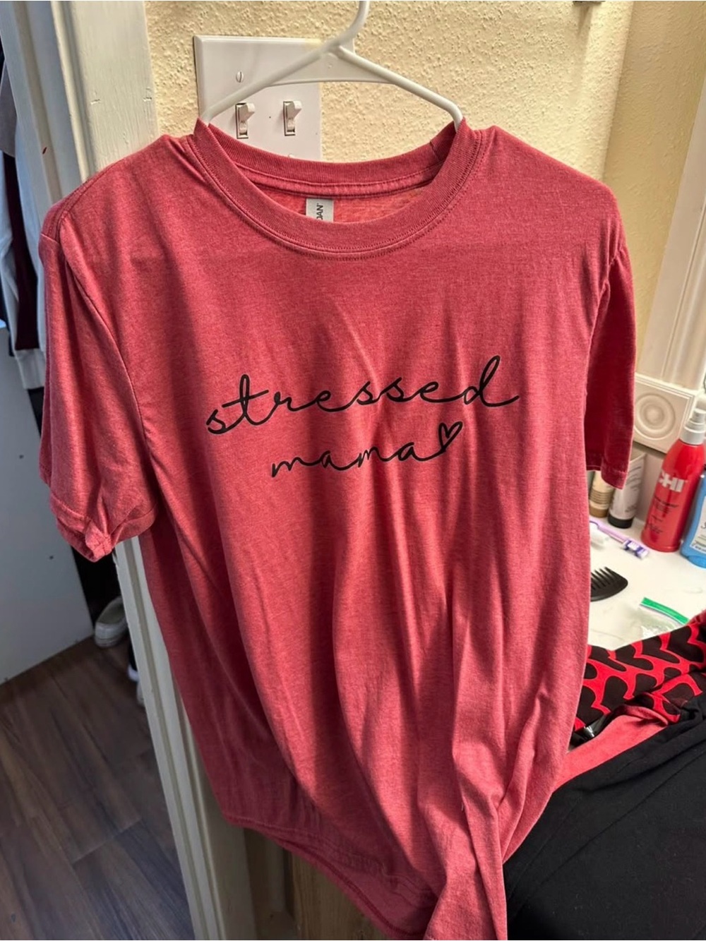 Gildan Stressed Mama Graphic Tee - Coral Red